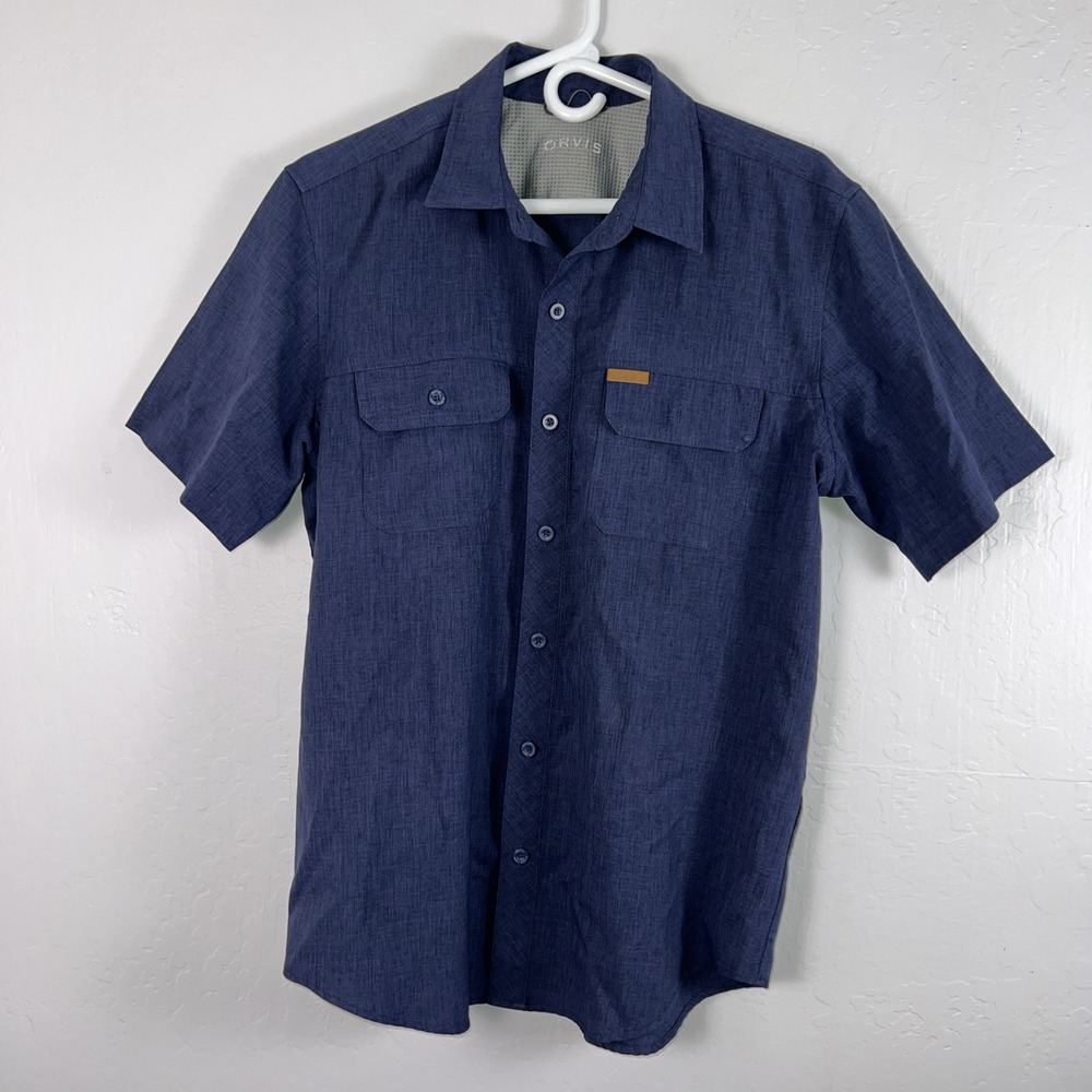 Orvis Classic Collection‎ Men's Medium Button-Up Short Sleeve Shirt Pockets ✅